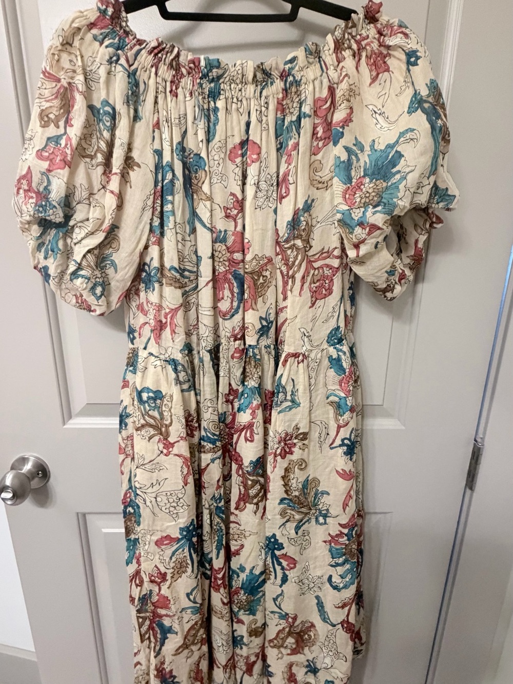 Zara Cream Floral Maxi Dress with Teal and Dusty Rose